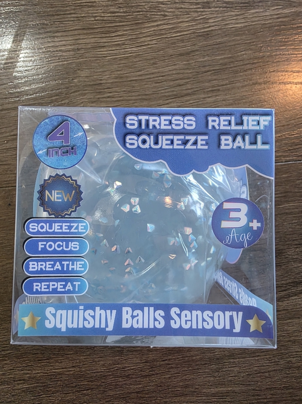 Stress Relief Squeeze Ball-Squishy Sensory ball-blue and white 4 in!VIRAL!!